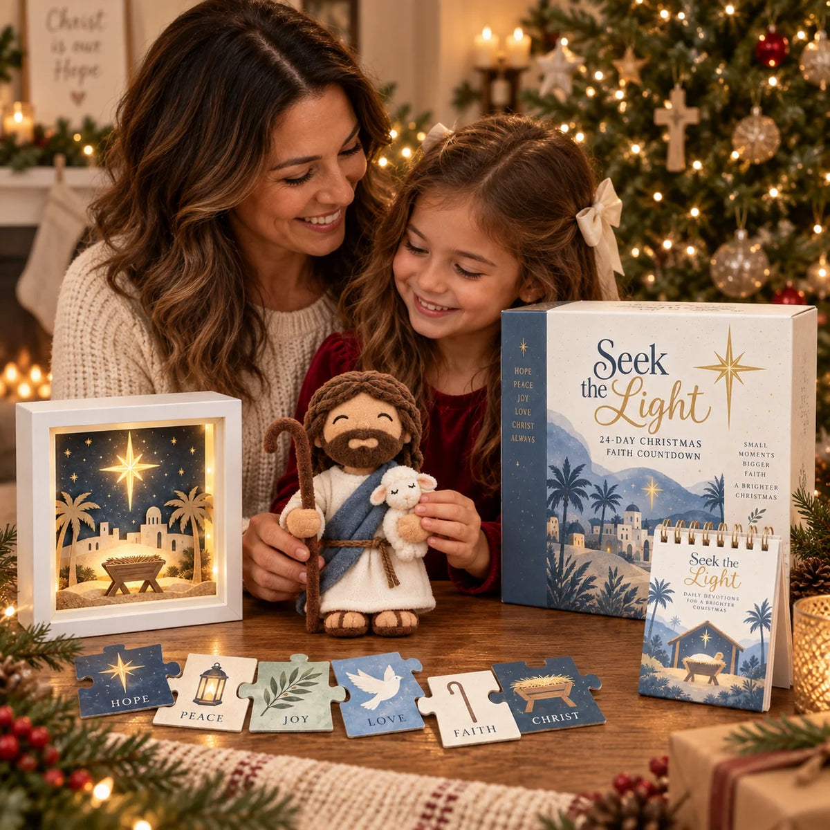 Advent Calendar Christian 24-Day Illuminated Nativity Scene