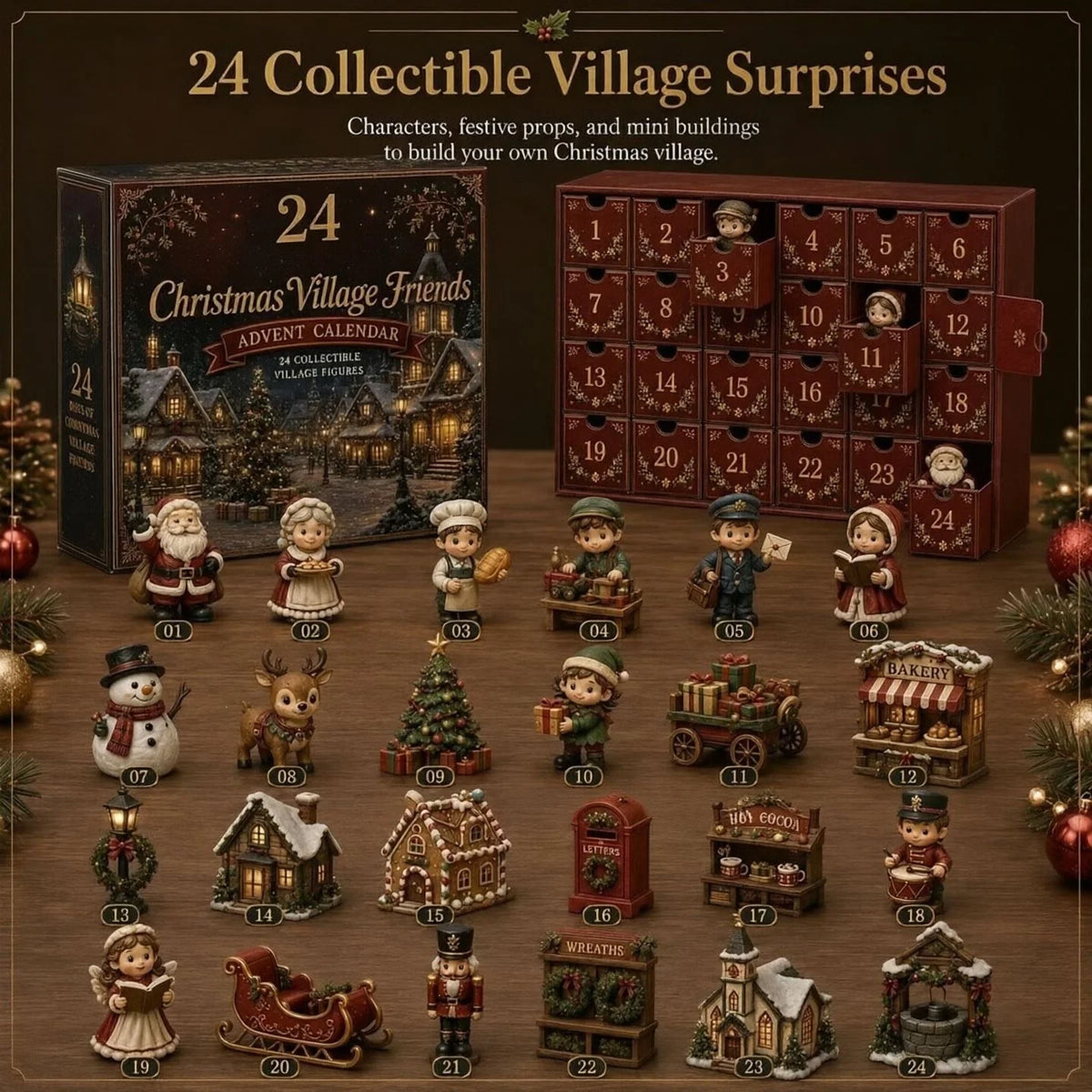 Advent Calendar Clear Acrylic Christmas Village Hanging Design