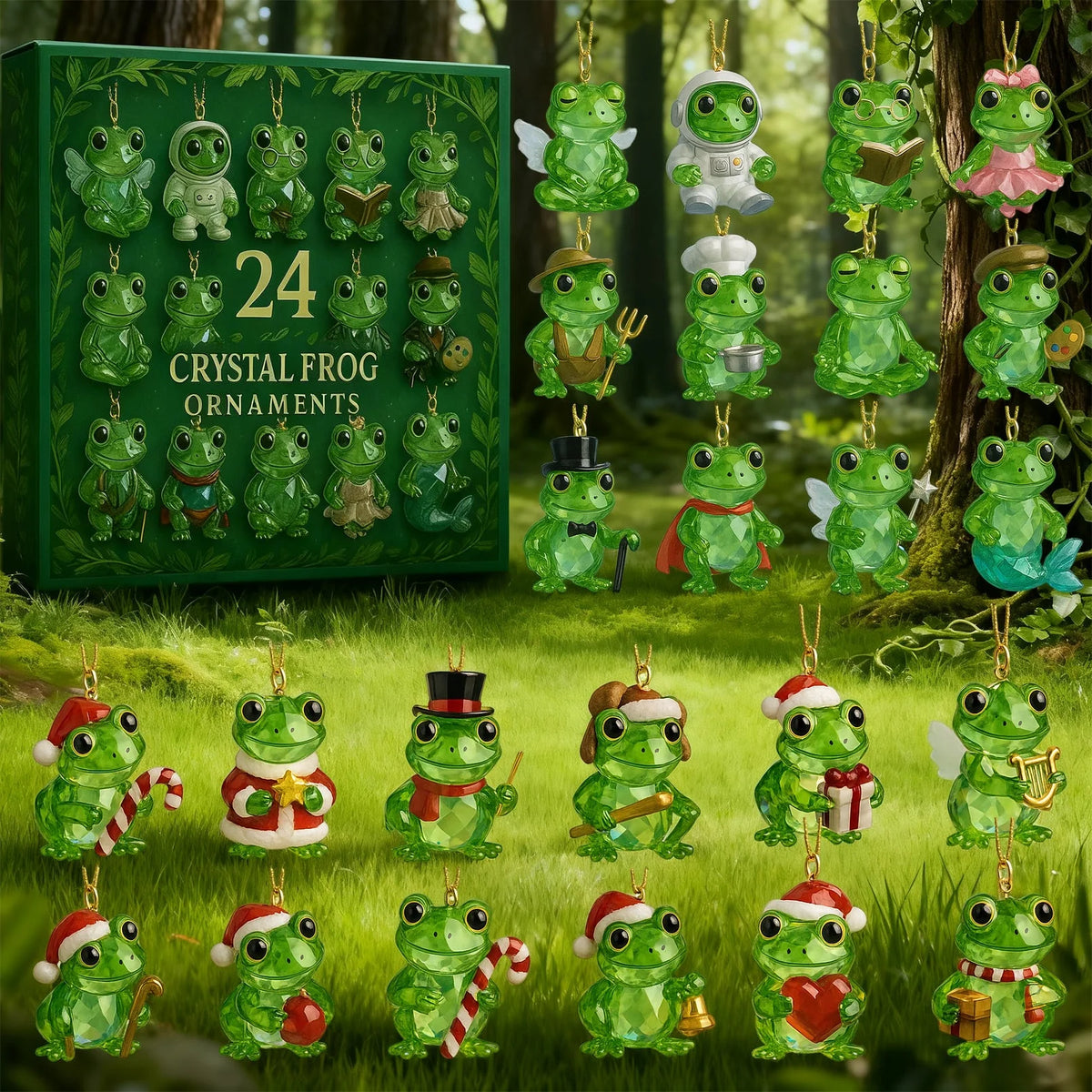 Advent Calendar Crystal Frog Ornaments Set of 24
