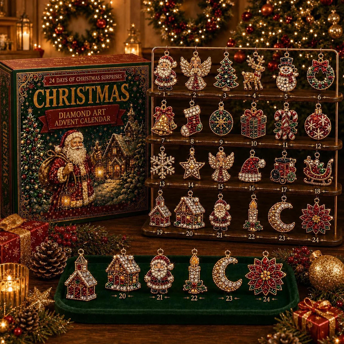 Advent Calendar Diamond Painting Ornament Craft Kit 24 Compartments