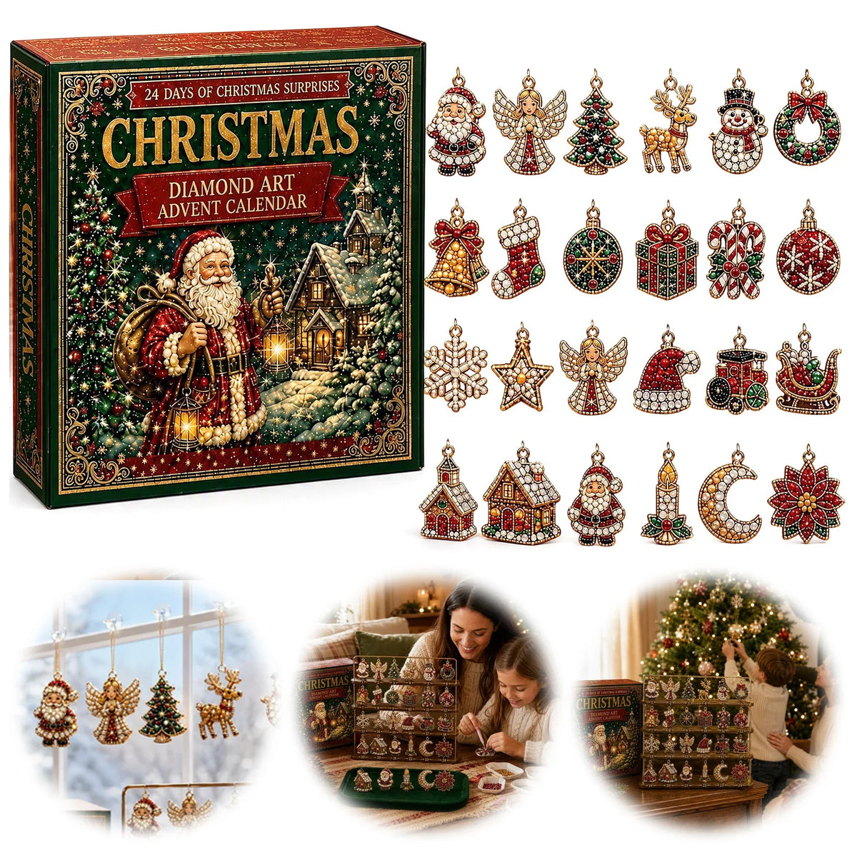 Advent Calendar Diamond Painting Ornament Craft Kit 24 Compartments