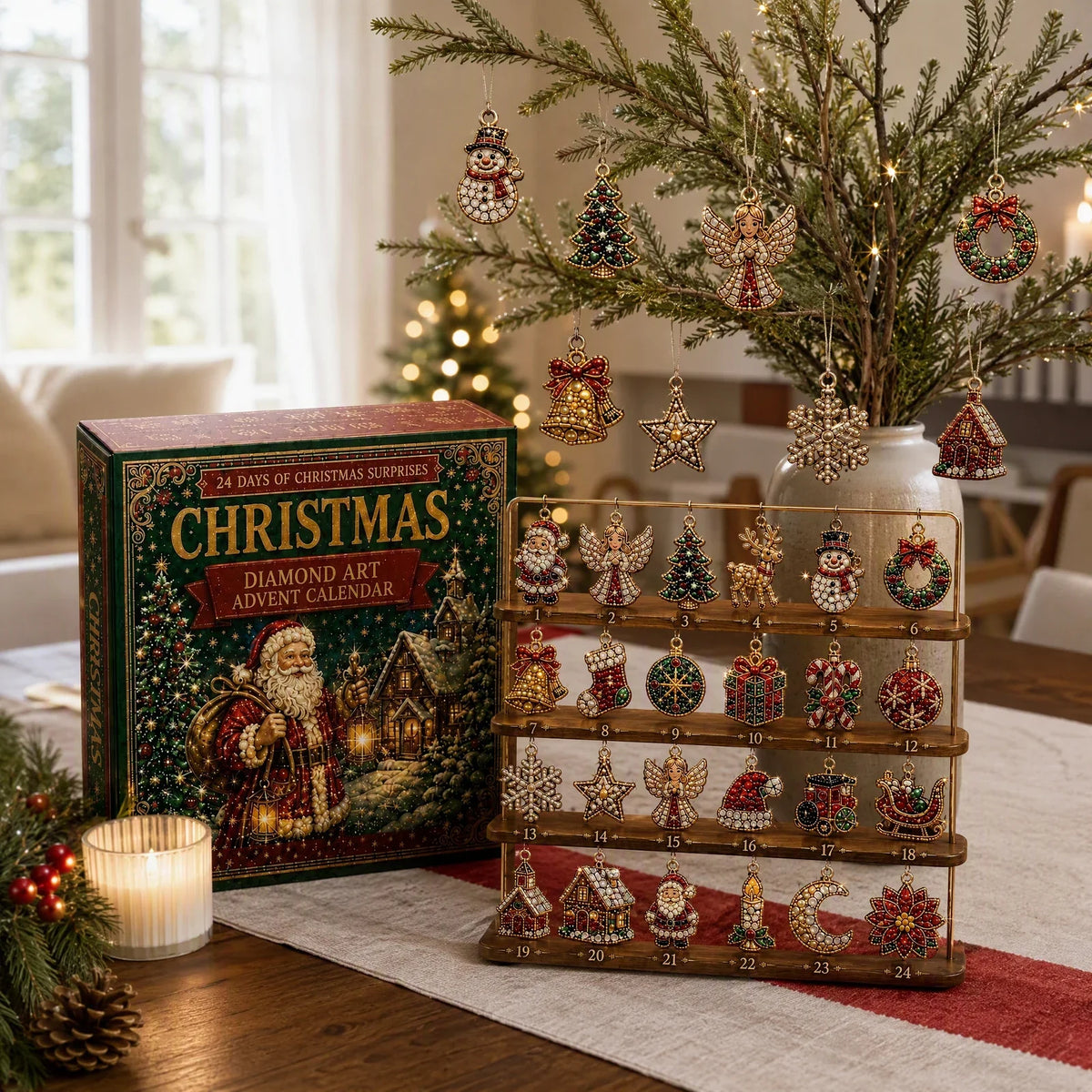 Advent Calendar Diamond Painting Ornament Craft Kit 24 Compartments