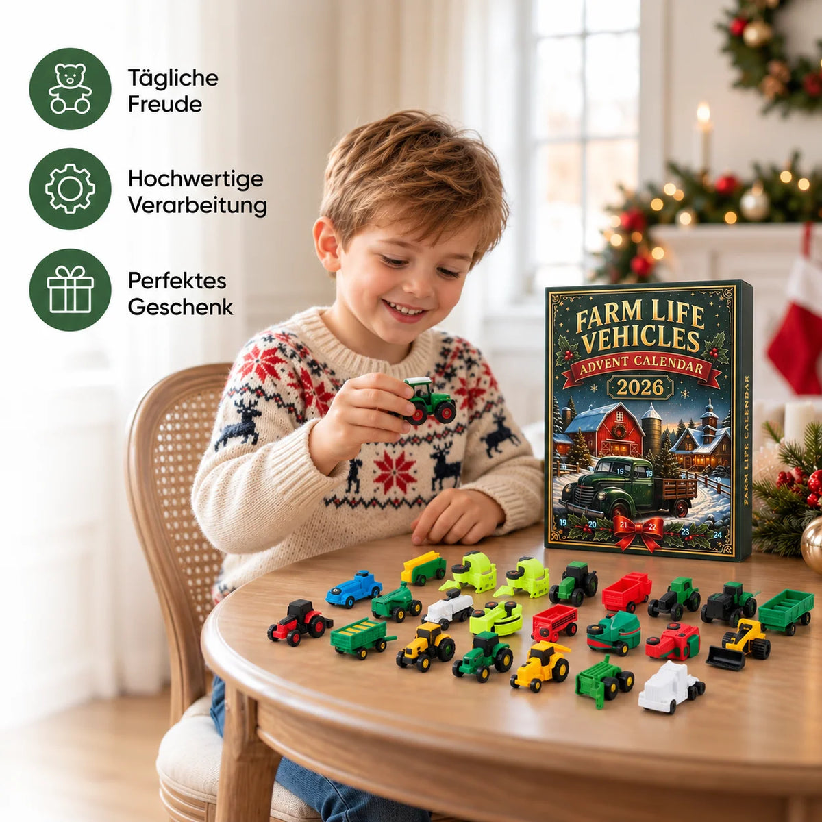 Advent Calendar Farm Vehicle Toys 24-Day Countdown