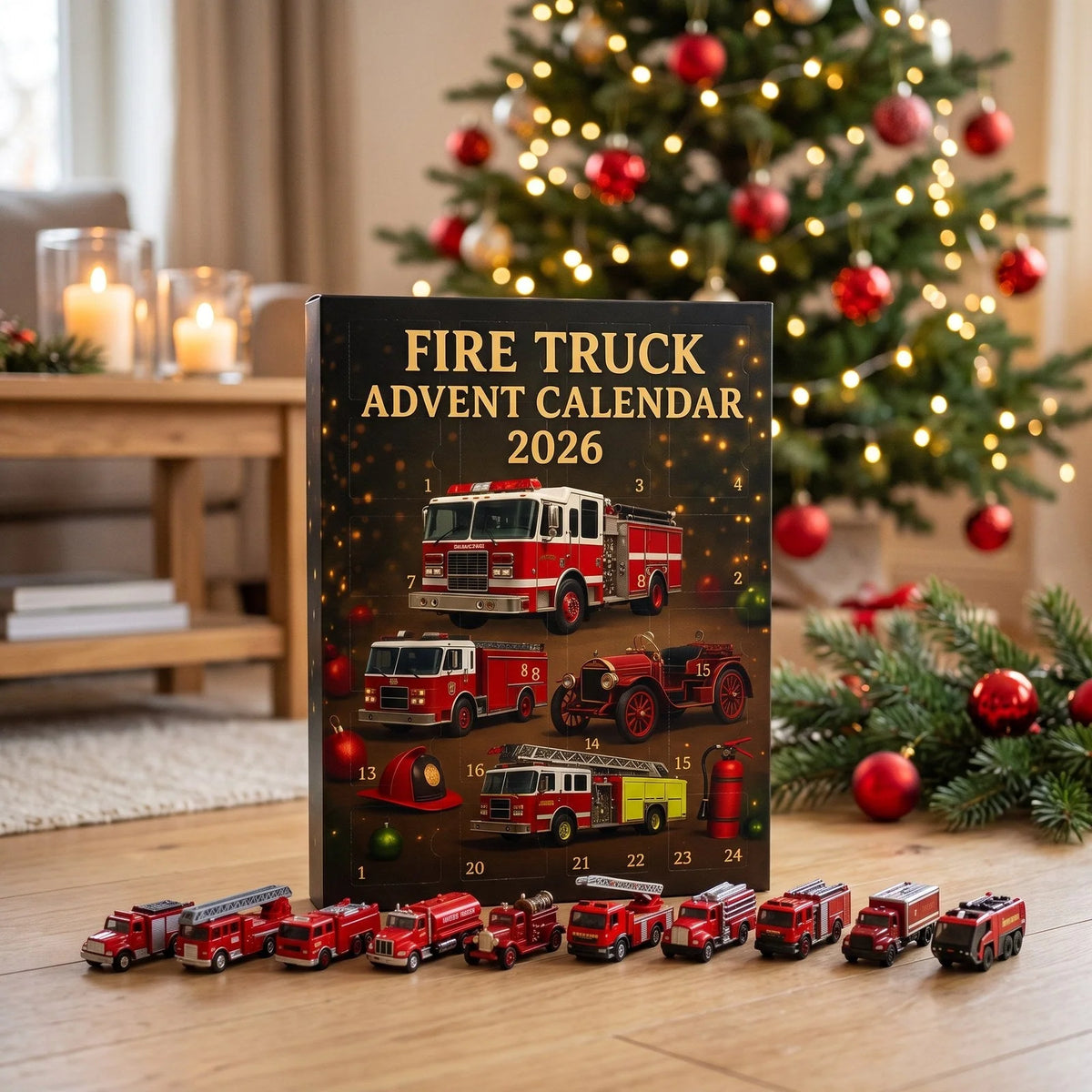 Advent Calendar Fire Truck Theme 24 Toy Vehicles
