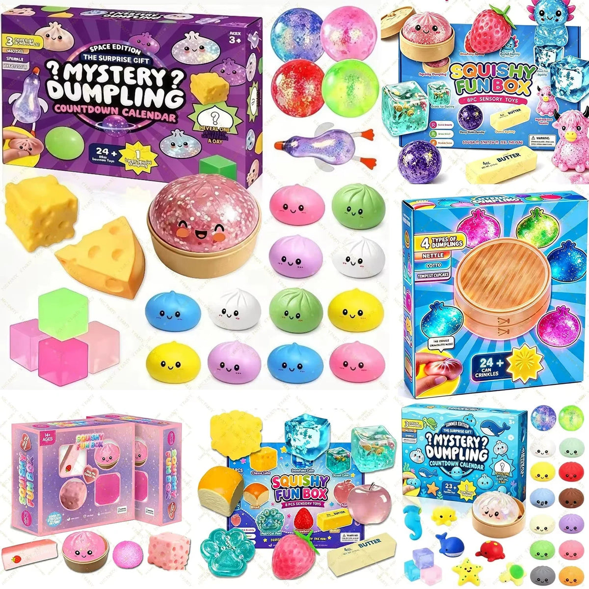 Advent Calendar Foam Dumpling Squishies Slow-Return Set of 24
