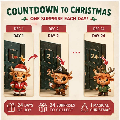 Advent Calendar Highland Cow 24 Resin Figurines