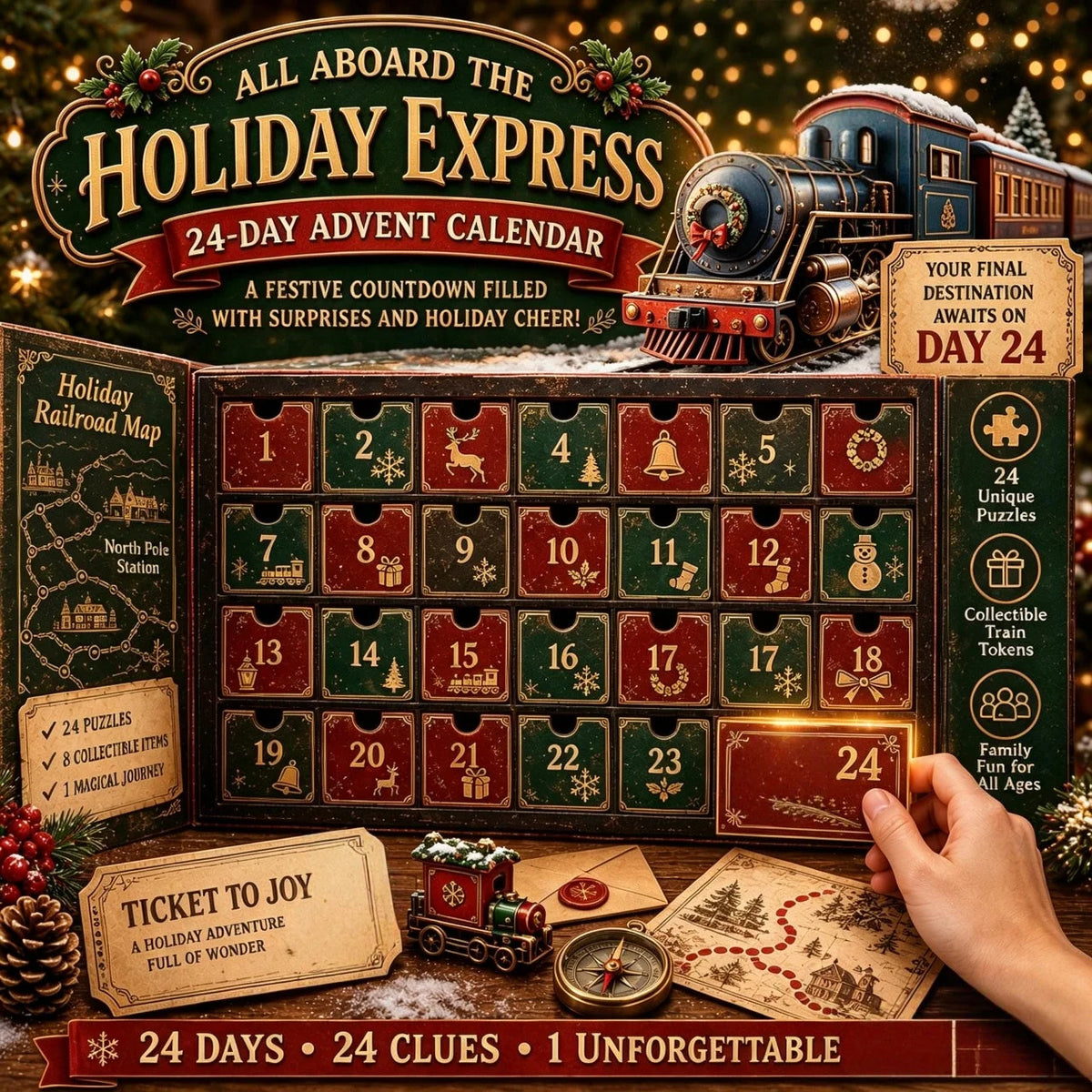 Advent Calendar Mystery Puzzle 24 Daily Clues Screen-Free
