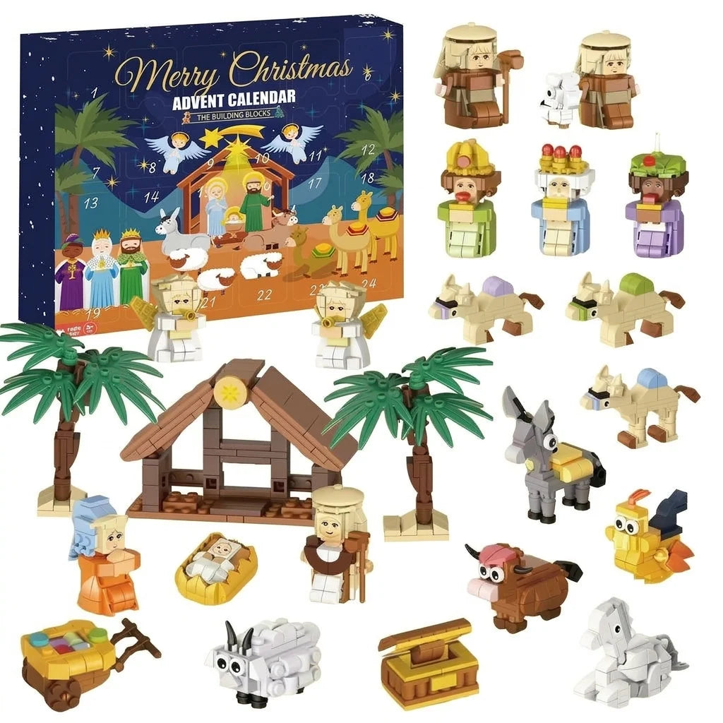 Advent Calendar Nativity Scene Building Bricks 24 Kits
