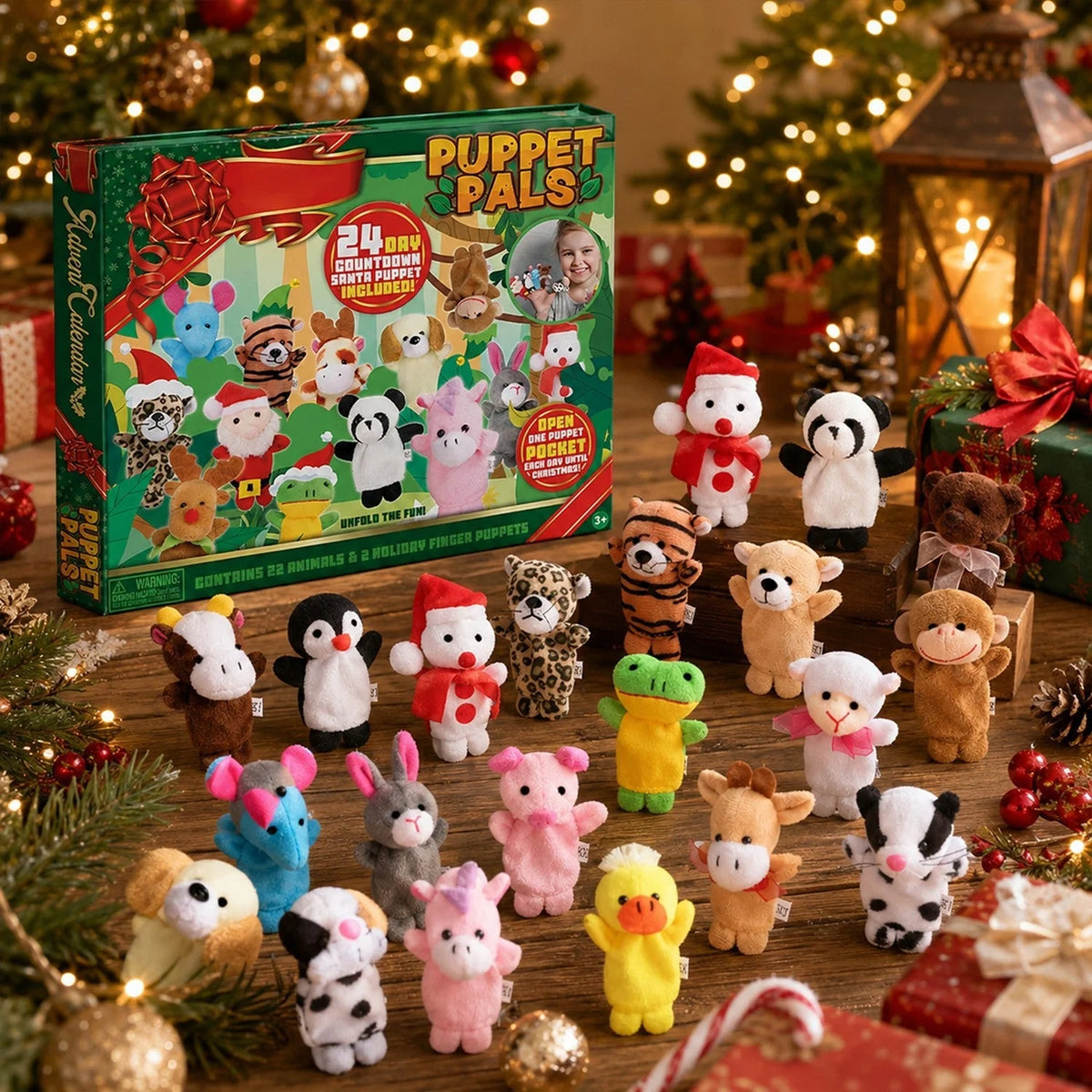 Advent Calendar Plush Finger Puppets Set of 24