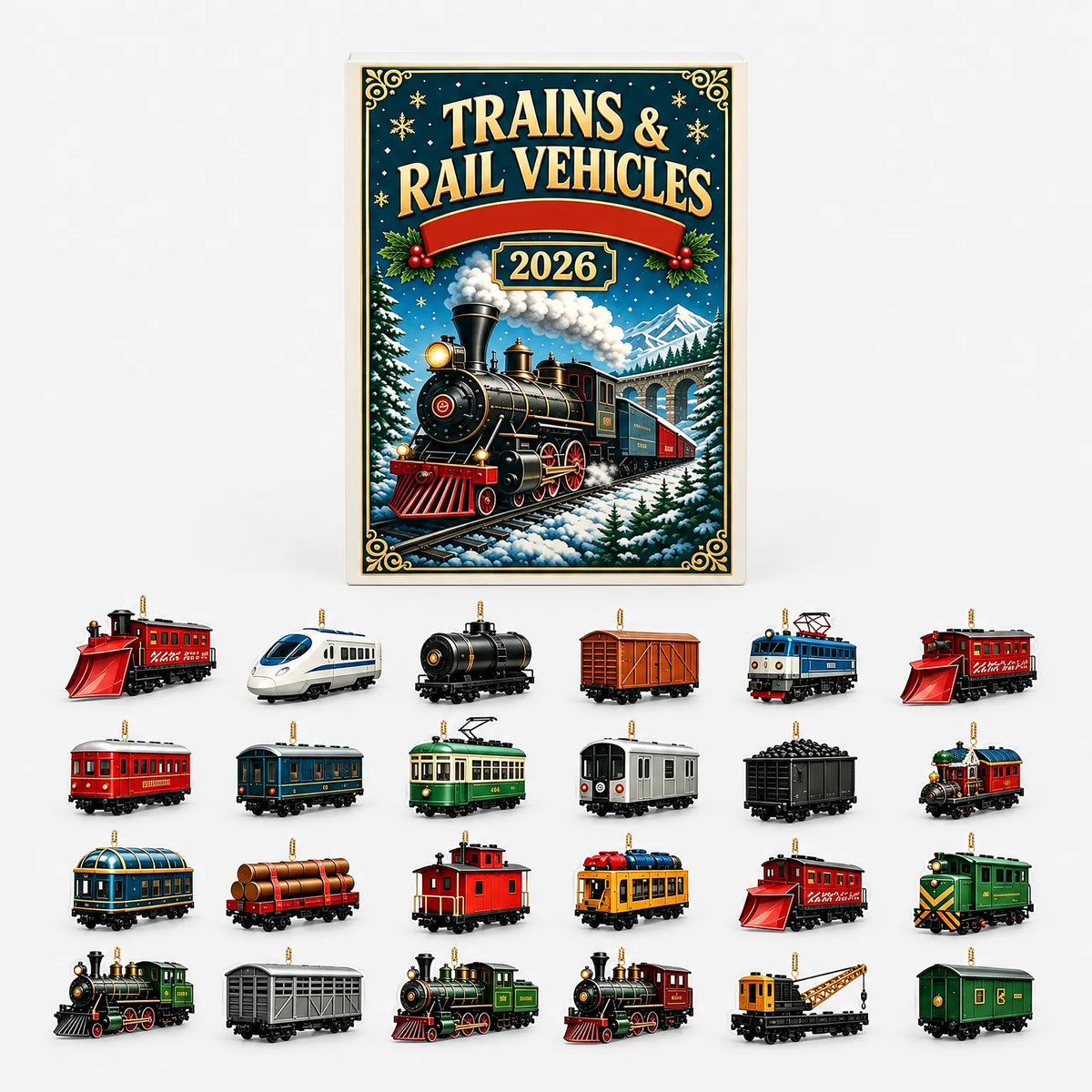 Advent Calendar Railway-Themed Acrylic Ornaments Set of 24