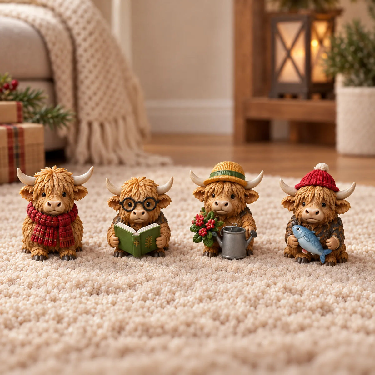 Advent Calendar Scottish Highland Cow Figures 24-Piece Set