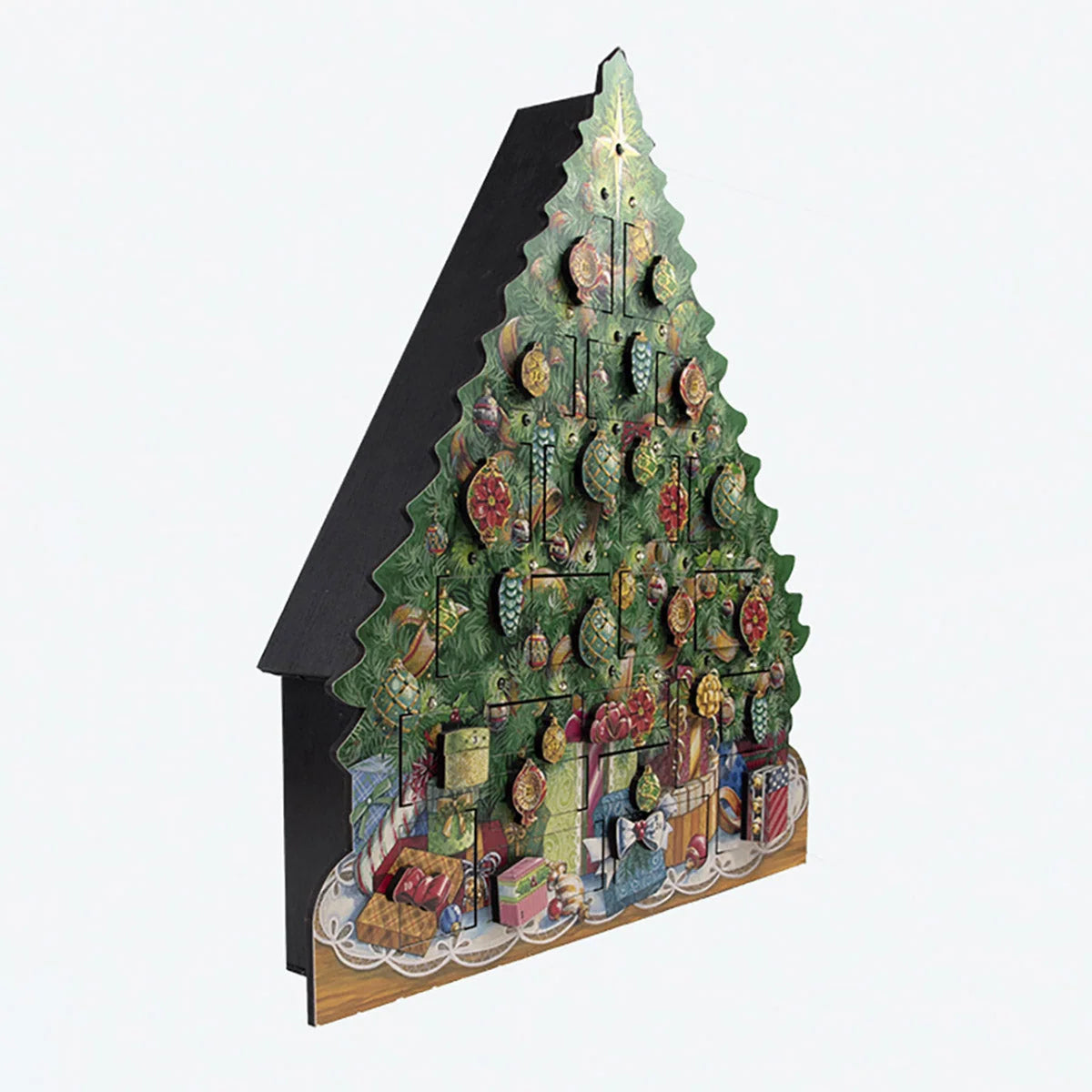 Advent Calendar Wooden 24 Numbered Doors Lights & Music