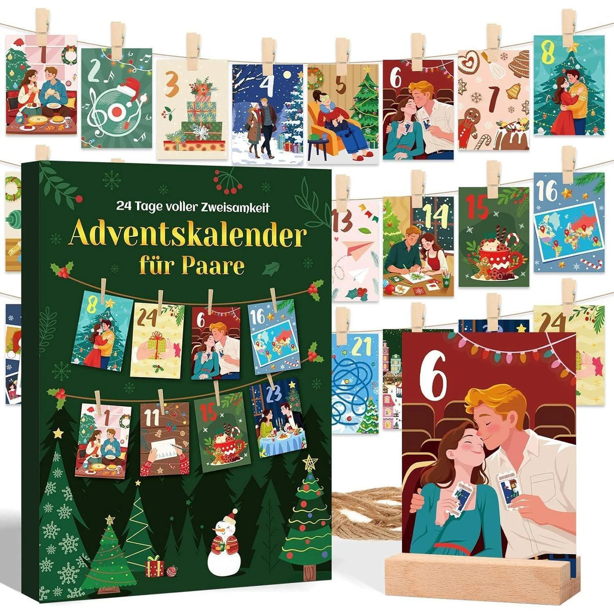 Advent Calendar for Couples 24 Double-Sided Activity Cards