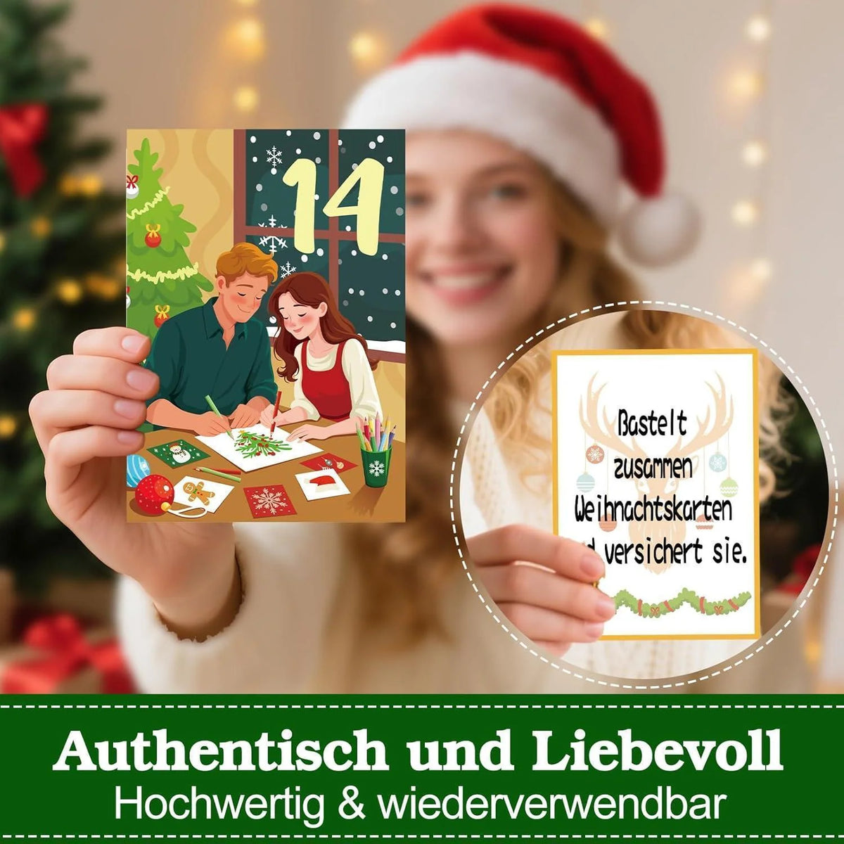Advent Calendar for Couples 24 Double-Sided Activity Cards