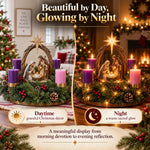 Advent Wreath Lighted Nativity Scene Four Flameless Candles