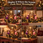 Advent Wreath Lighted Nativity Scene Four Flameless Candles