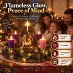 Advent Wreath Nativity Scene Four Flameless LED Candles