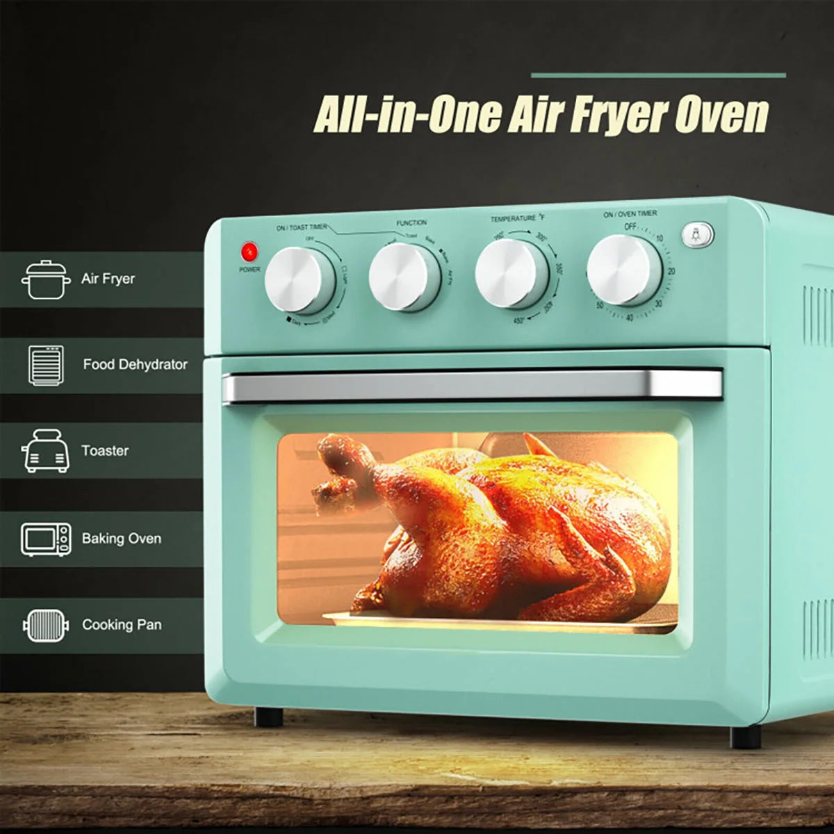 Air Fryer Toaster Oven 7-In-1 19-Quart Capacity Oil-Free Convection