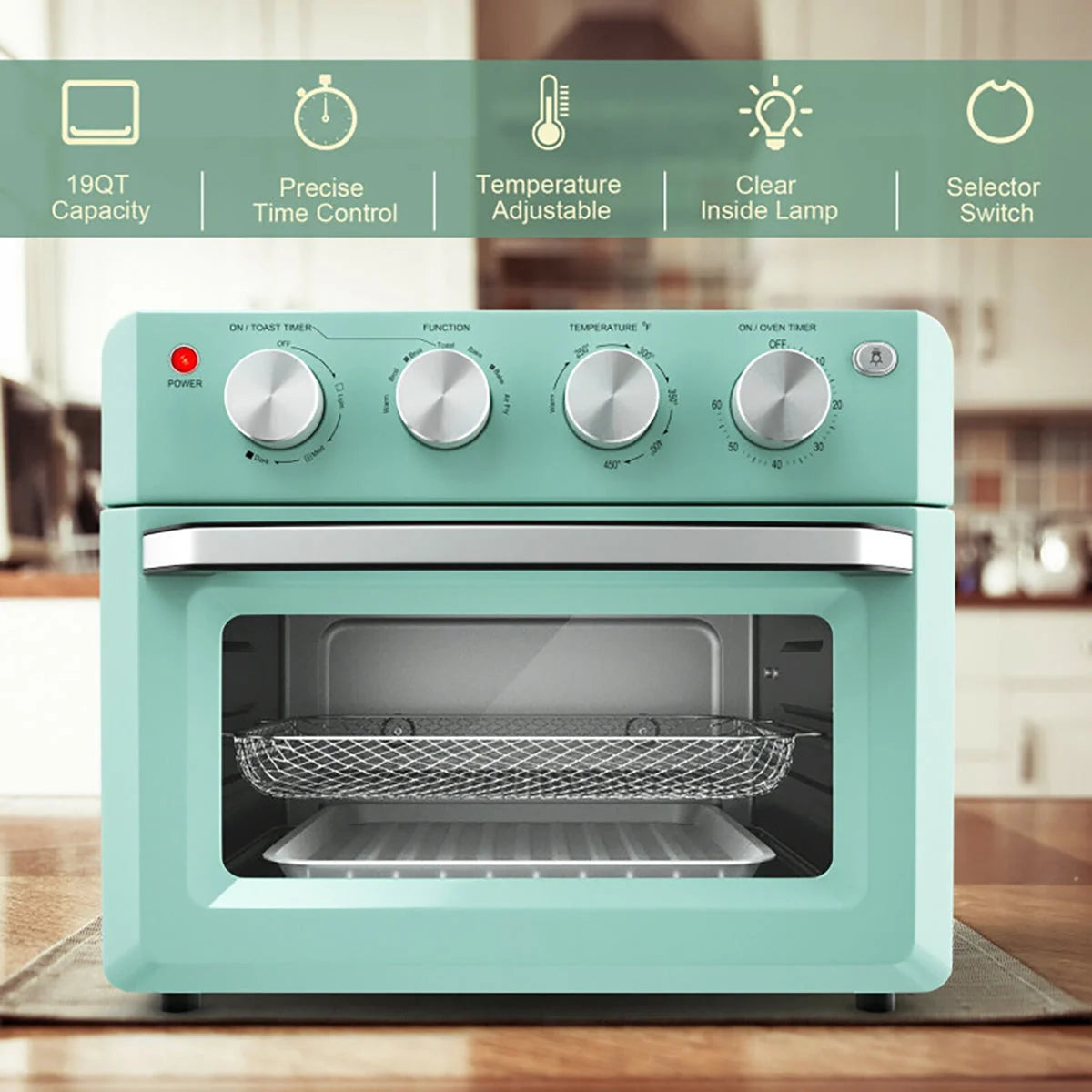 Air Fryer Toaster Oven 7-In-1 19-Quart Capacity Oil-Free Convection