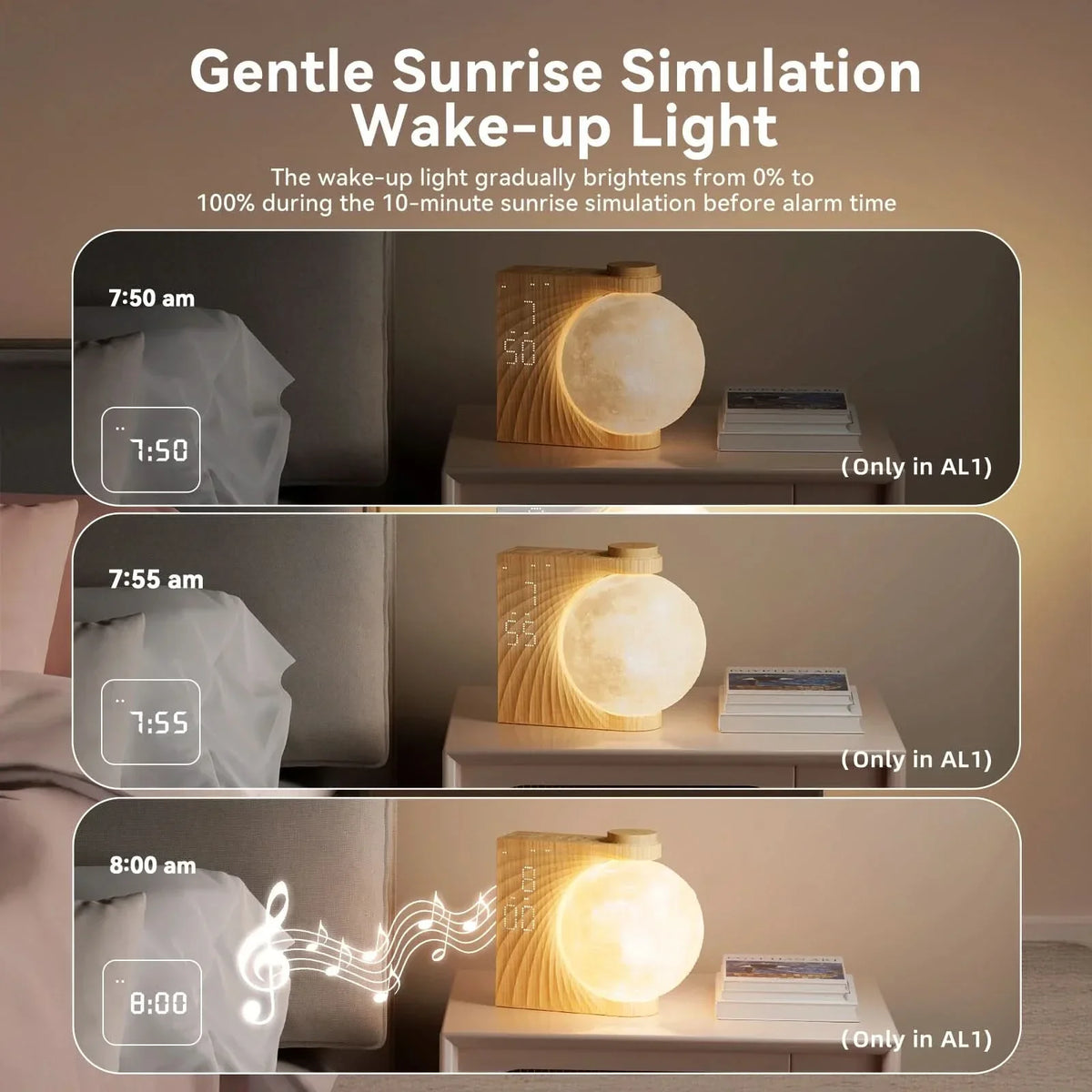 Alarm Clock Sunrise Simulation Sleep Sounds Adjustable Display Brightness