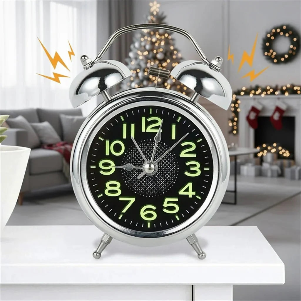 Alarm Clock Twin-Bell Extra-Loud Silent Quartz Movement