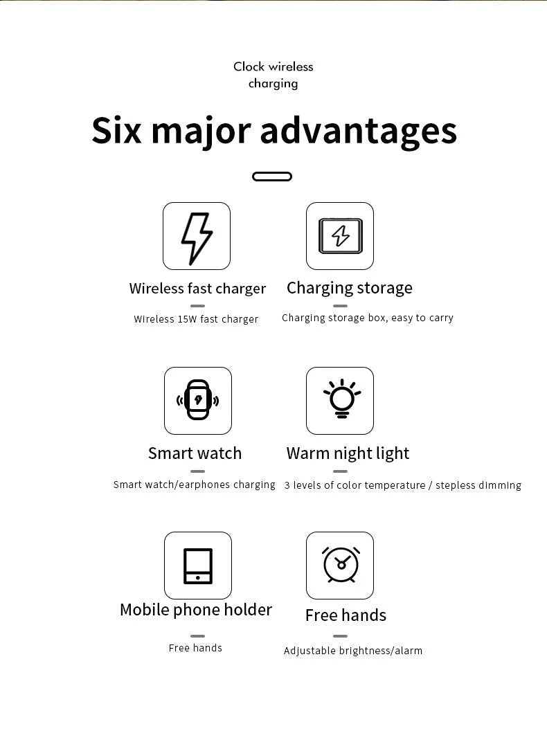 Alarm Clock Wireless Charging Night Light