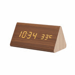 Alarm Clock Wooden Sound-Activated Adjustable LED Brightness