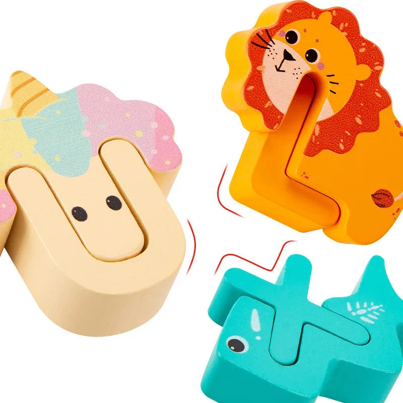 Alphabet Puzzle Wooden Animal-Shaped Letters Set of 26