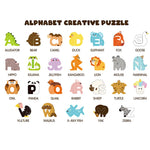 Alphabet Puzzle Wooden Animal-Shaped Letters Set of 26