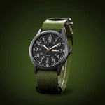 Analog Watch Large Numerals Day-Date Display Woven Fabric Strap