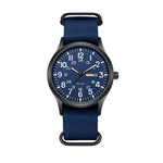 Analog Watch Large Numerals Day-Date Display Woven Fabric Strap
