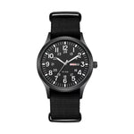Analog Watch Large Numerals Day-Date Display Woven Fabric Strap