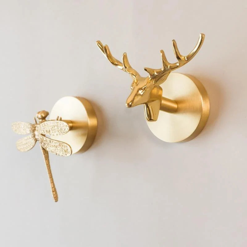 Animal Coat Hook Solid Brass Polished Gold Finish