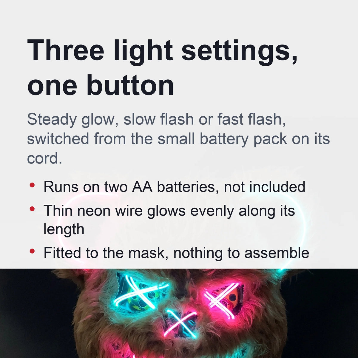 Animal Costume Mask Glowing LED Three Lighting Modes