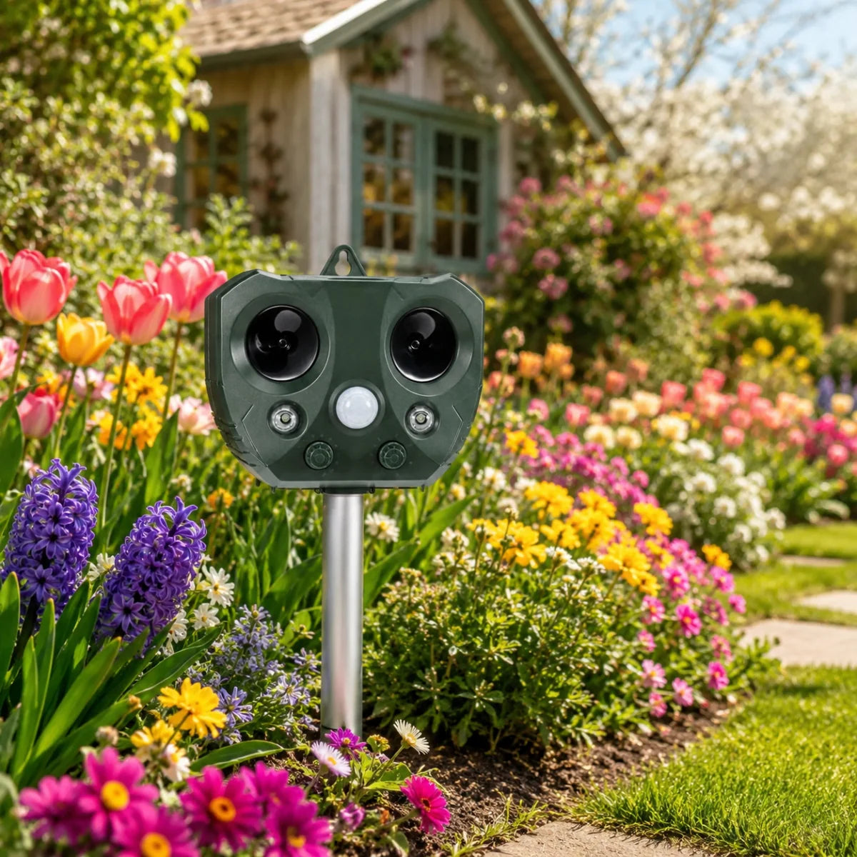Animal Repeller Solar-Powered Ultrasonic PIR Motion Sensor