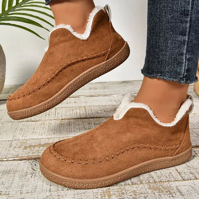 Ankle Boots Plush Lined Slip-On Textured Grip Sole