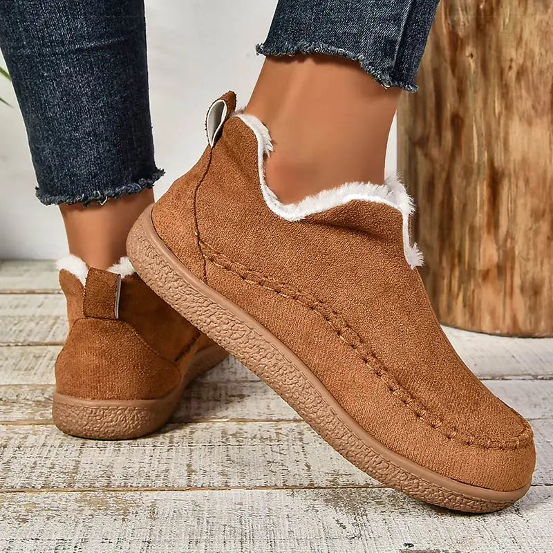 Ankle Boots Plush Lined Slip-On Textured Grip Sole