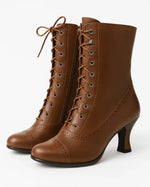 Ankle Boots Retro Lace-Up Perforated Non-Slip Sole
