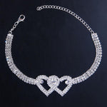 Ankle Bracelet Double Heart Copper Rhinestones Tarnish-Resistant