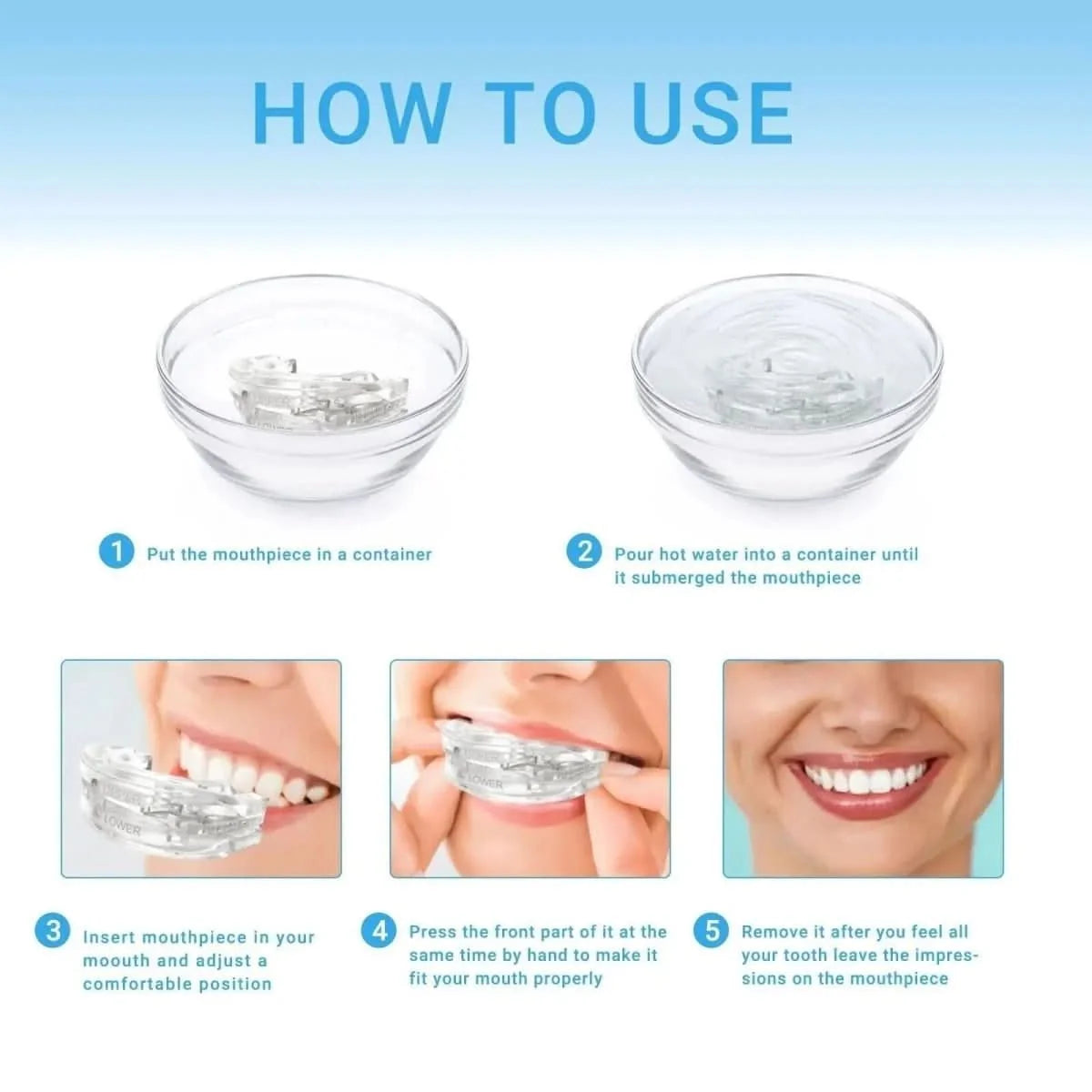 Anti-Snoring Mouthpiece Heat-Moldable BPA-Free Adjustable Fit