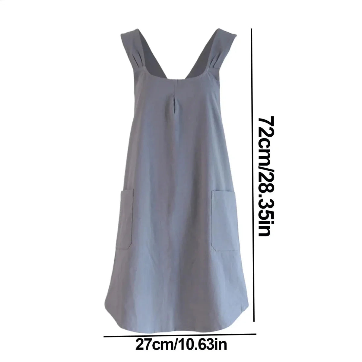 Apron Dress Cross-Back Fit Two Spacious Front Pockets Machine Washable