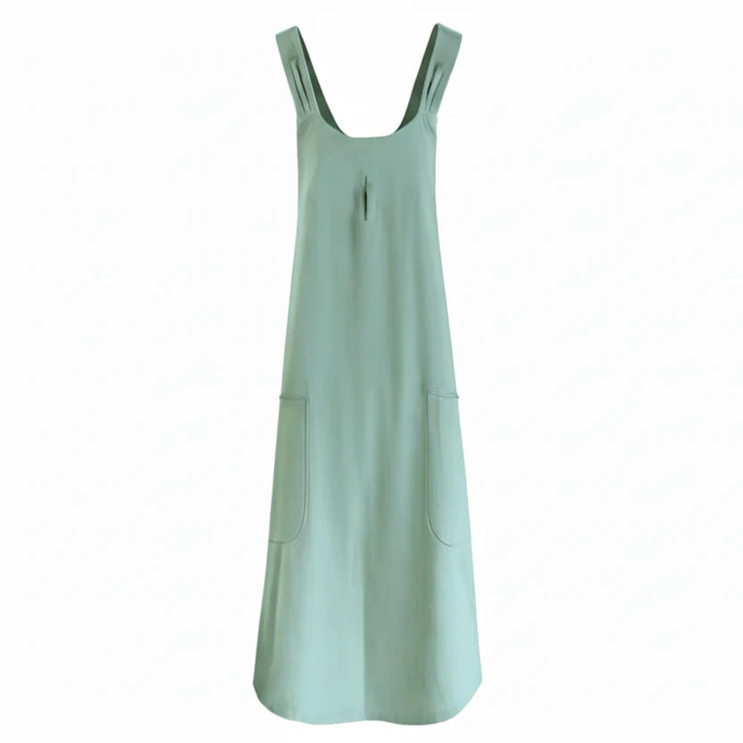 Apron Dress Cross-Back Fit Two Spacious Front Pockets Machine Washable