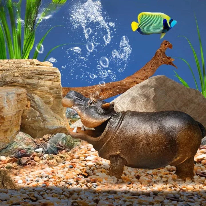 Aquarium Air Bubbler Hippo Resin Decoration