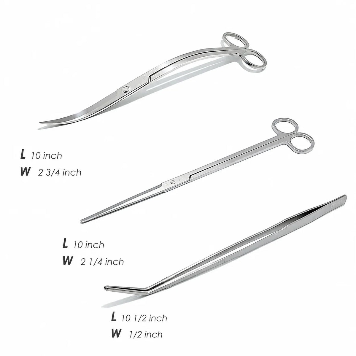 Aquarium Aquascaping Tool Set Stainless Steel Ridged Grip