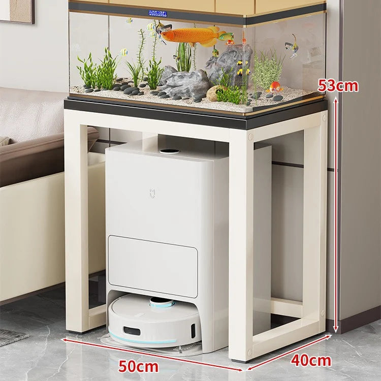 Aquarium Console Table Faux Marble Top Open Storage