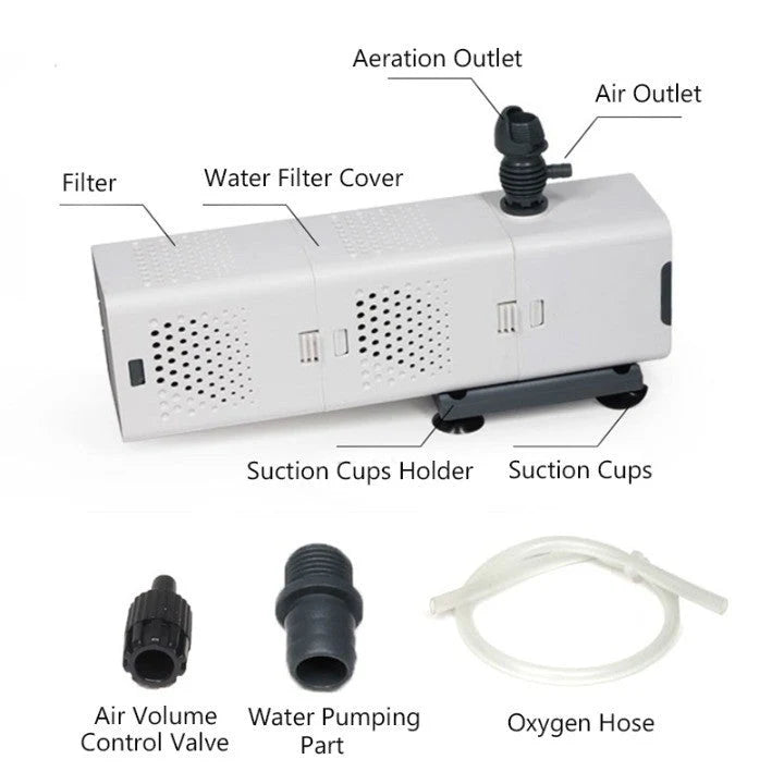 Aquarium Filter Pump Built-In Filtration & Aeration