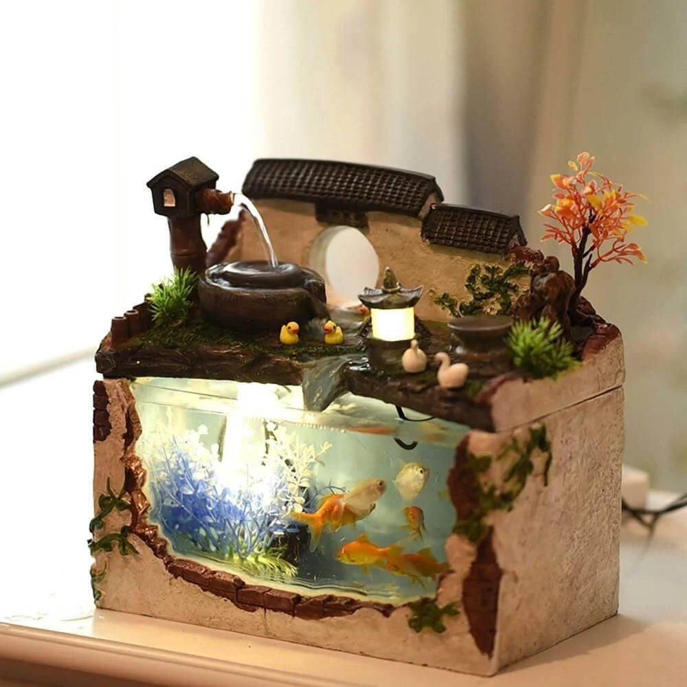 Aquarium Glass Fountain Tropical Fish Design
