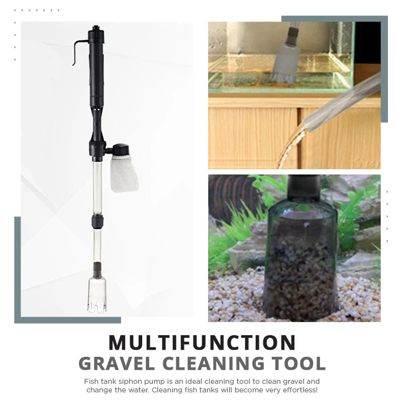 Aquarium Gravel Cleaner Battery-Powered Adjustable Suction Pump