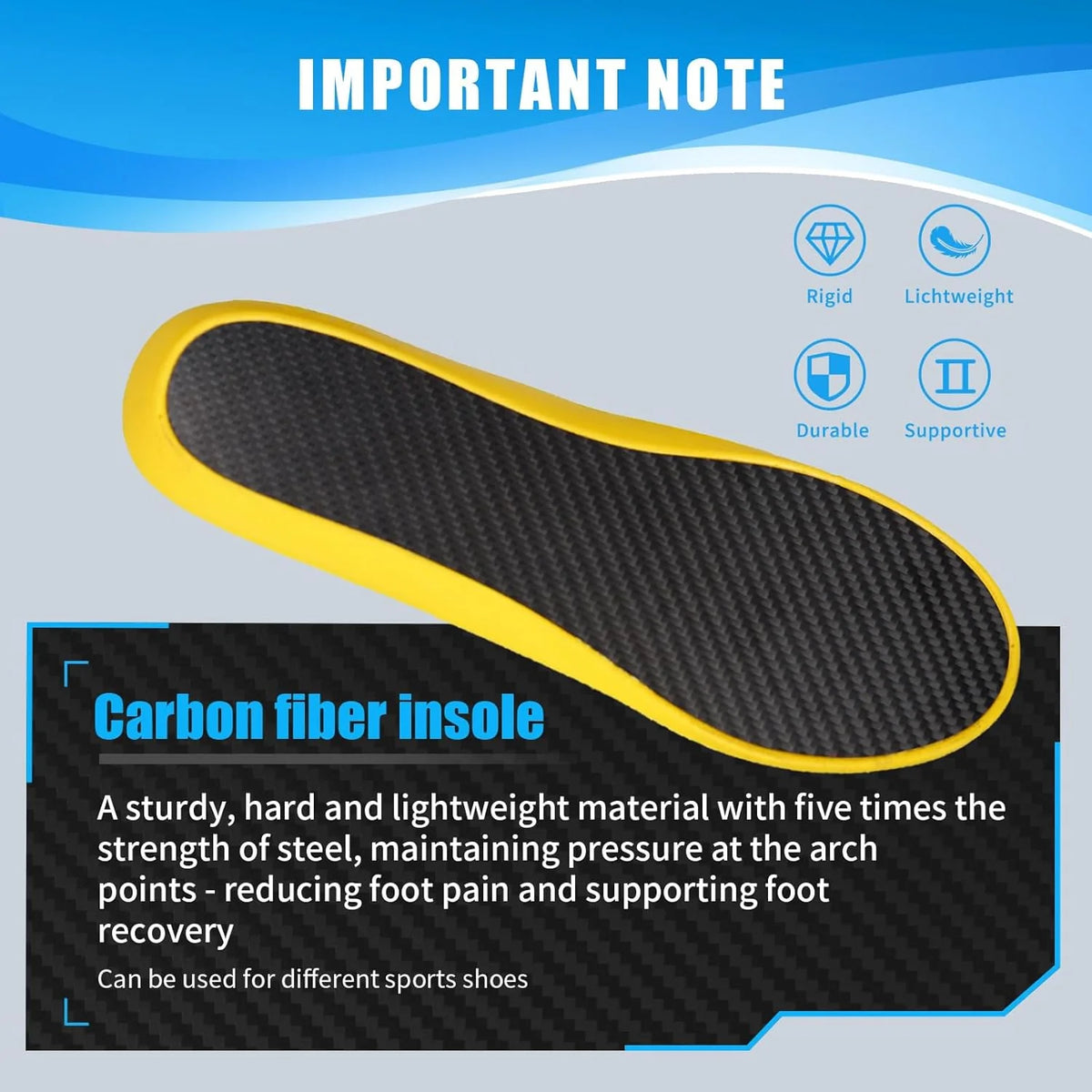 Arch Support Insoles Carbon Fiber Shock-Absorbing