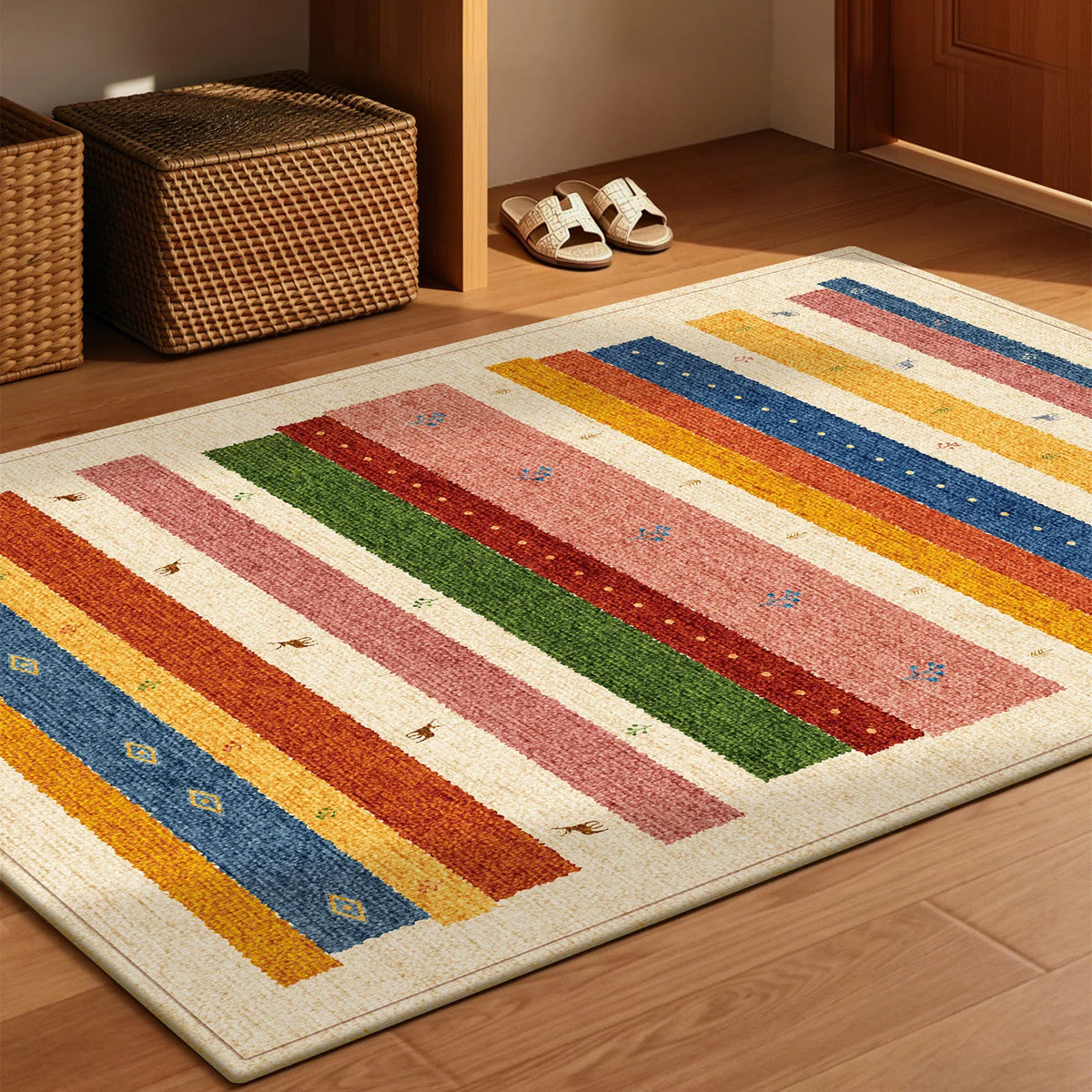 Area Rug Colorful Non-Slip Easy-Care Surface